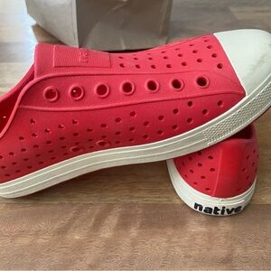Native Unisex Red and White Sneakers